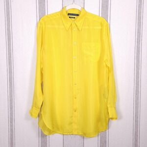 Ralph Lauren Shirt Womens 8 Yellow Mulberry Silk Relaxed Fit Button Front Blouse